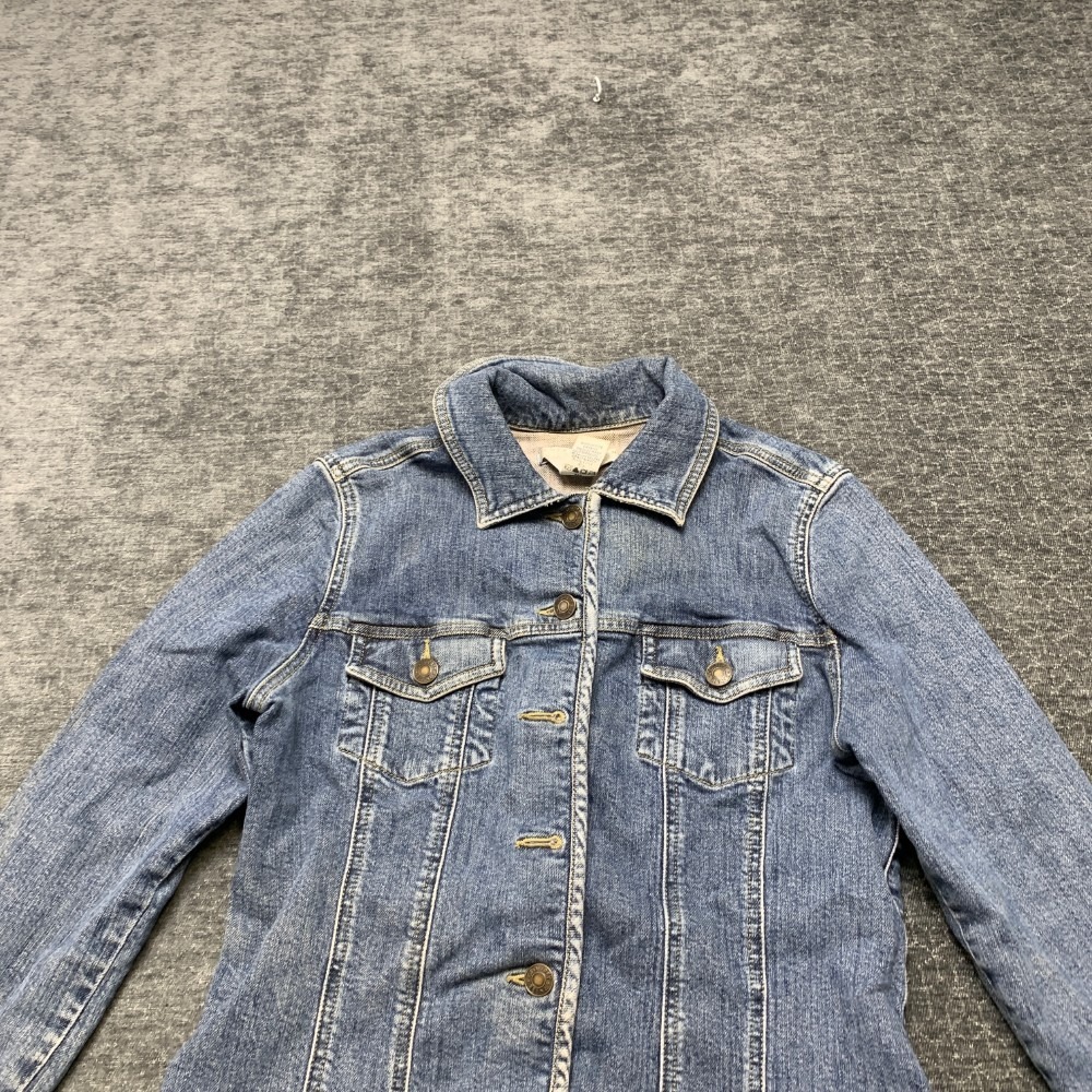 Geoffrey Beene Sport Trucker Jacket Womens 4 Blue Denim Cotton Stretch Outdoor - Picture 4 of 14
